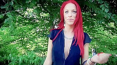 Wild German redhead enjoys public exposure and hardcore car fuck with Vicky Sun
