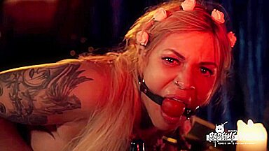 Freaky BDSM session with busty squirting German blondie Mia De Berg PT 2