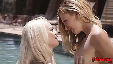 Elsa Jean & Alexa Grace Poolside Pussy Licking